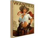 Holzschild 18x12 cm Pinup wanted Cowgirl Pin Up