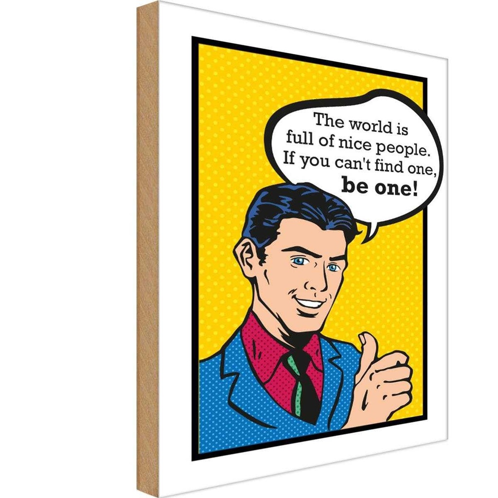 [LA-113646-1812-H] Holzschild 18x12 cm the world full of nice people Dekoration