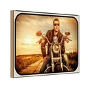 Holzschild 12x18 cm Motorrad Mann Man Sonnenuntergang Bildmotiv Auto Garage Werkstatt