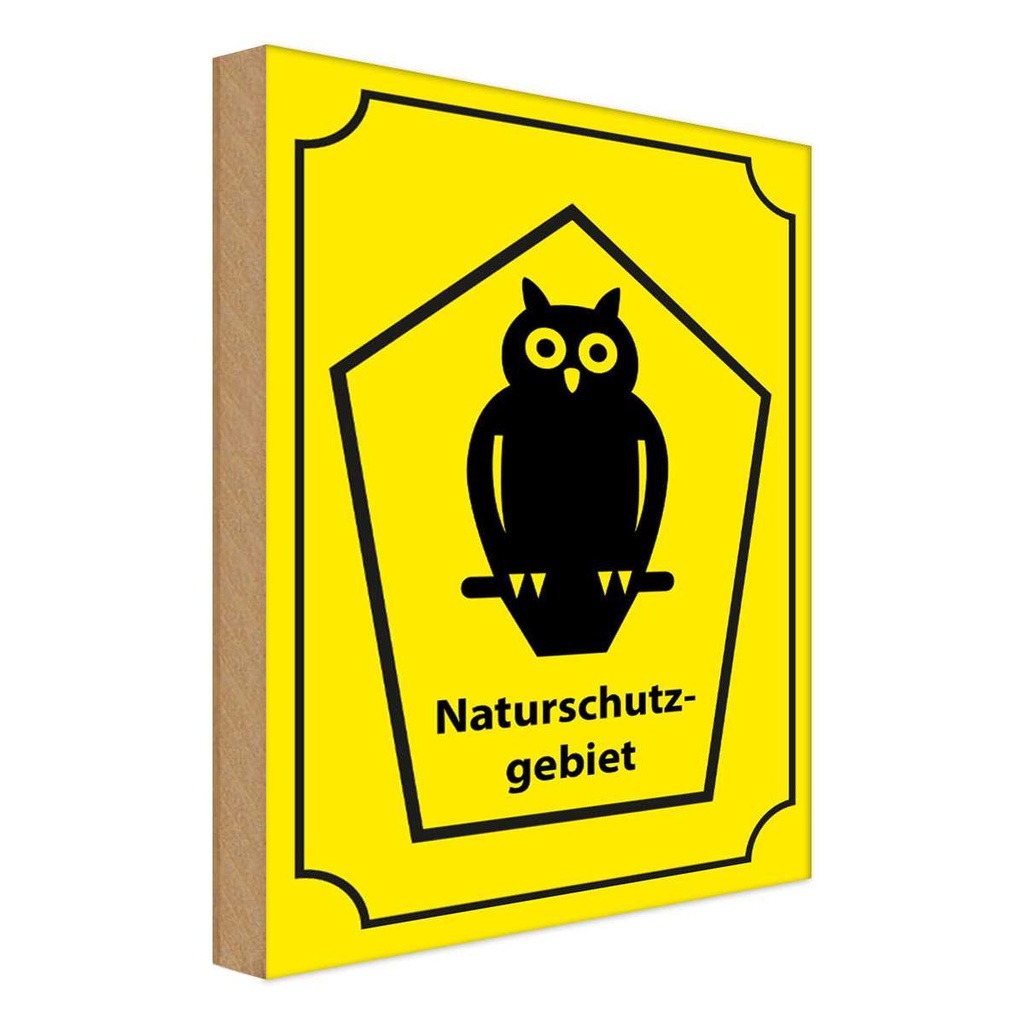 [LA-113706-1812-H] Holzschild 18x12 cm Naturschutzgebiet Eule Dekoration