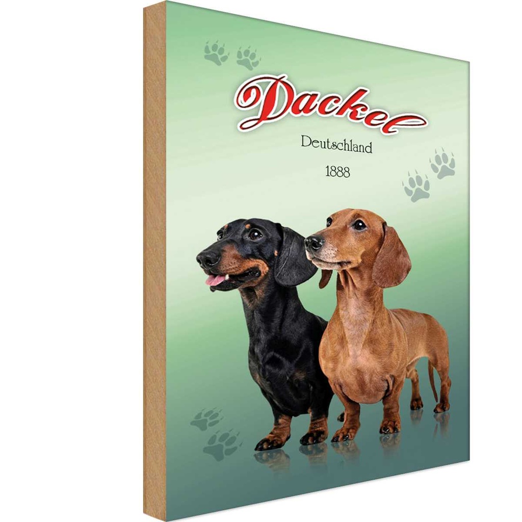 [LA-113760-1812-H] Holzschild 18x12 cm Hund Dackel Deutschland 1888 Tier Haustier