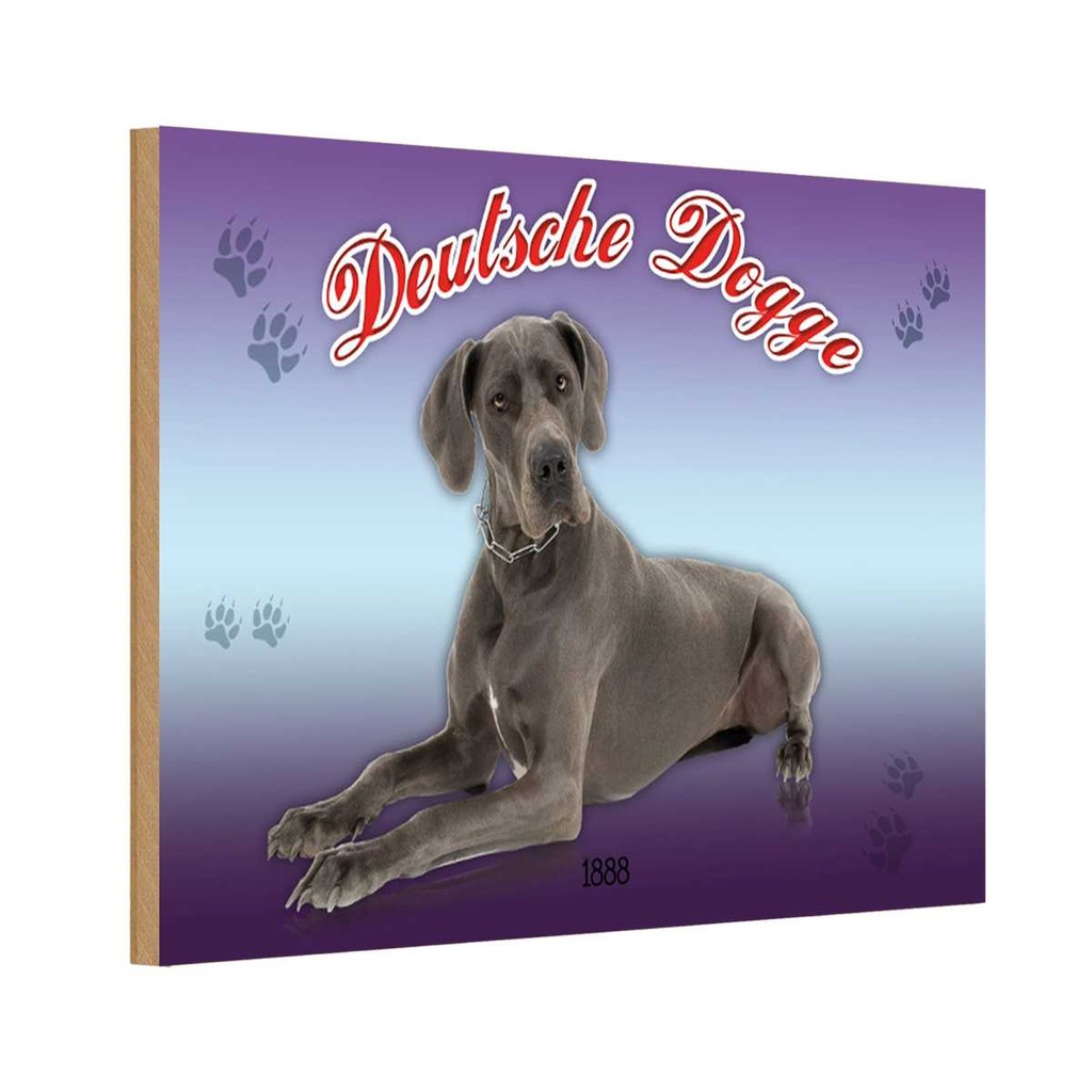[LA-113762-1812-H] Holzschild 12x18 cm Hund Deutsche Dogge 1888 Tier Haustier