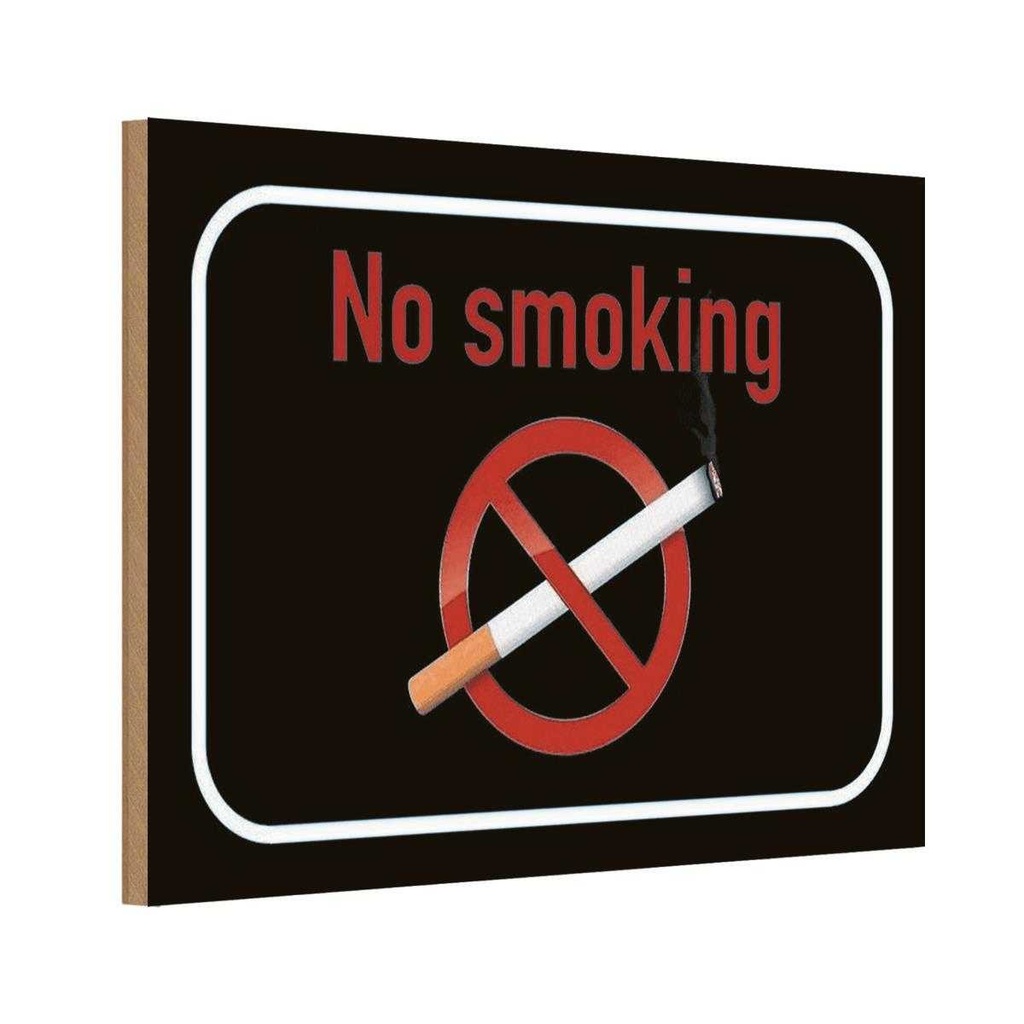 [LA-113869-1812-H] Holzschild 12x18 cm No smoking Rauchverbot Warnschild Hinweisschild