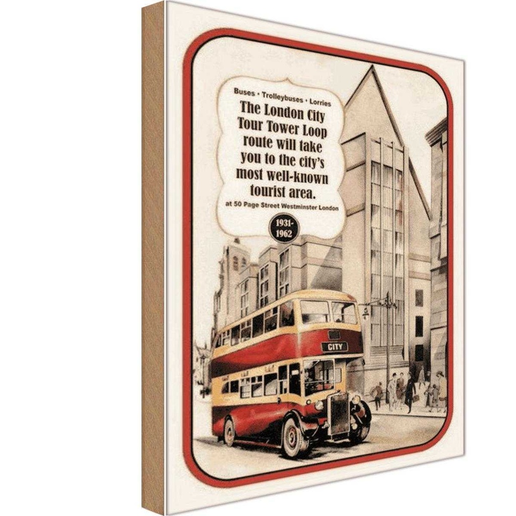 [LA-113889-1812-H] Holzschild 18x12 cm London City Tour 1931-1962 England
