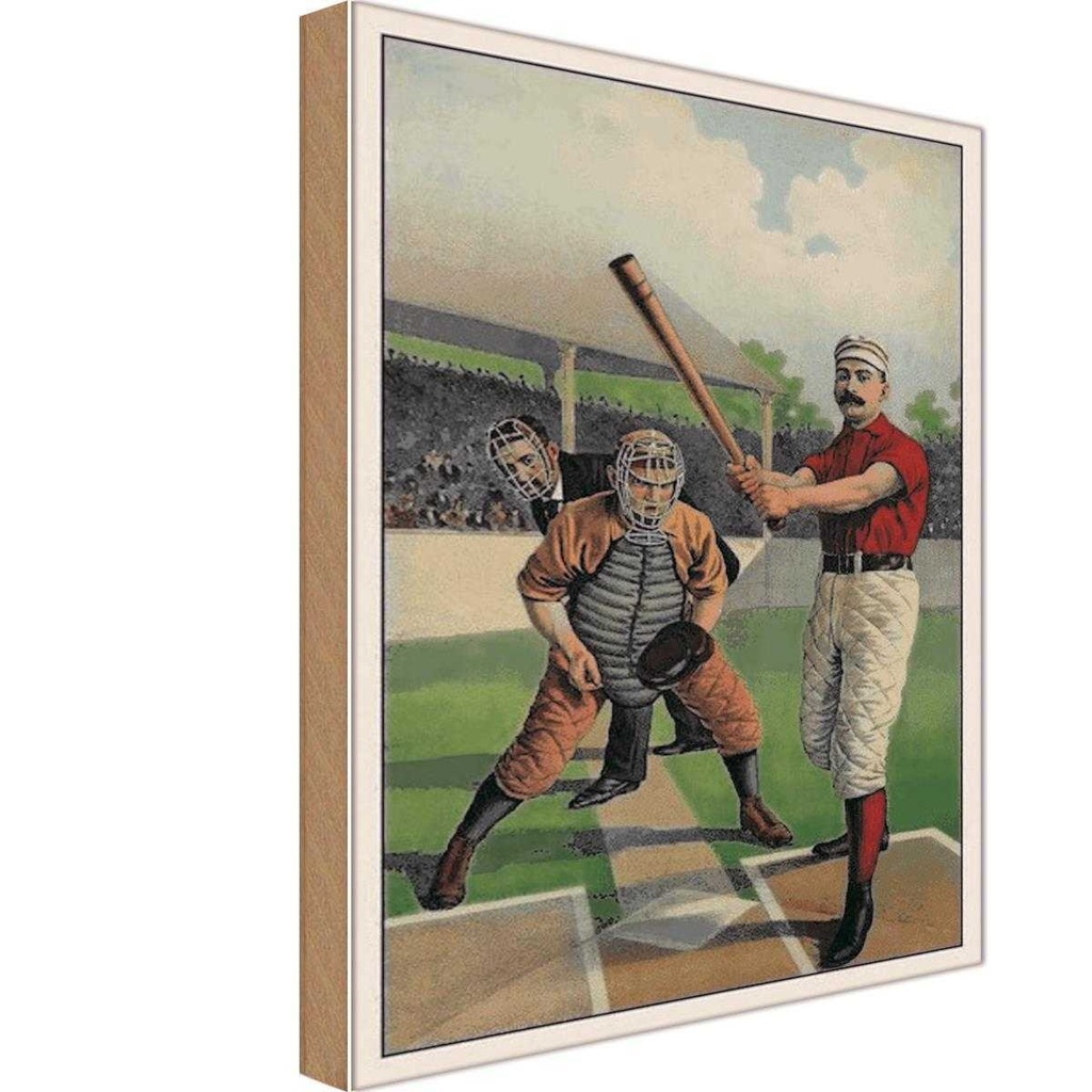 [LA-113895-1812-H] Holzschild 18x12 cm Baseball USA Schlagmann Amerika