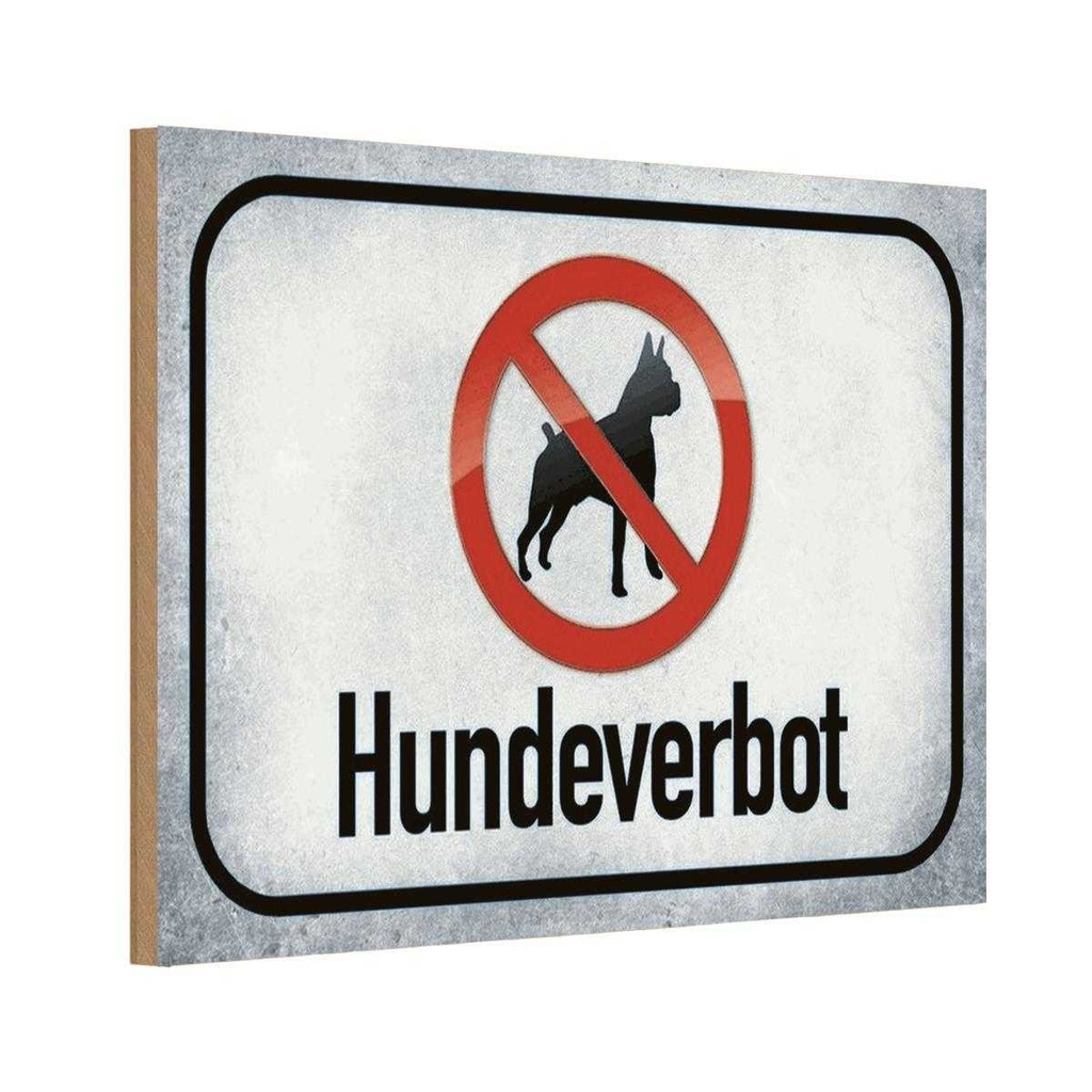 [LA-113920-1812-H] Holzschild 12x18 cm Hund Hundeverbot Tier Haustier