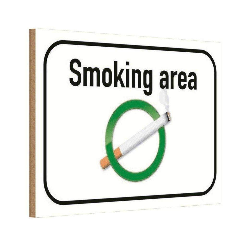 [LA-113922-1812-H] Holzschild 12x18 cm Smoking area Raucherraum