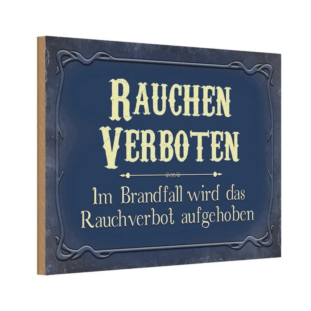[LA-113948-1812-H] Holzschild 12x18 cm Rauchen verboten Im Brandfall Warnschild Hinweisschild