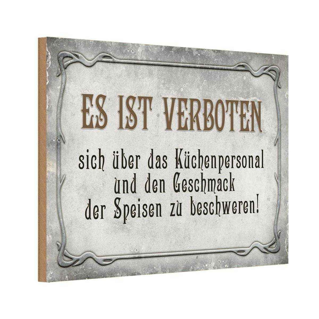 [LA-113974-1812-H] Holzschild 12x18 cm Verboten über Küchenpersonal Warnschild Hinweisschild
