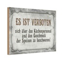 Holzschild 12x18 cm Verboten über Küchenpersonal Warnschild Hinweisschild