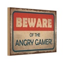 Holzschild 12x18 cm beware of the angry gamer Dekoration