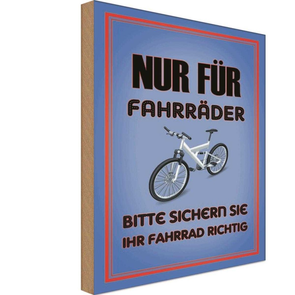 [LA-114077-1812-H] Holzschild 18x12 cm Parken nur für Fahrräder sicher sie ihr Parkplatzschild