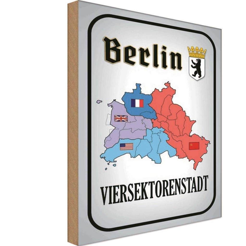 [LA-114117-1812-H] Holzschild 18x12 cm Berlin Viersektorenstadt Straße Stadt