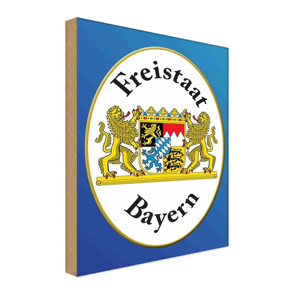 [LA-114173-1812-H] Holzschild 18x12 cm Freistaat Bayern Wappen Flagge Fahne