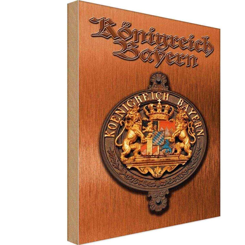 [LA-114176-1812-H] Holzschild 18x12 cm Königreich Bayern Wappen Flagge Fahne