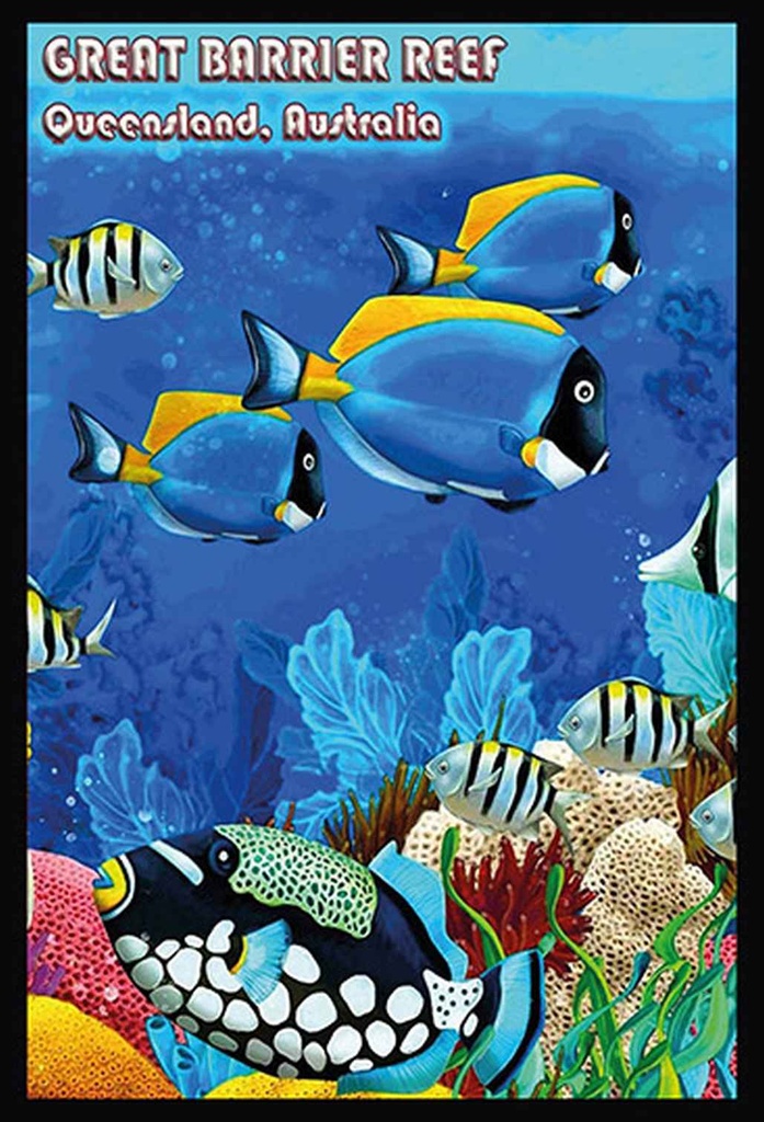[LA-114215-1812-H] Holzschild 18x12 cm great barrier reef Queensland Dekoration
