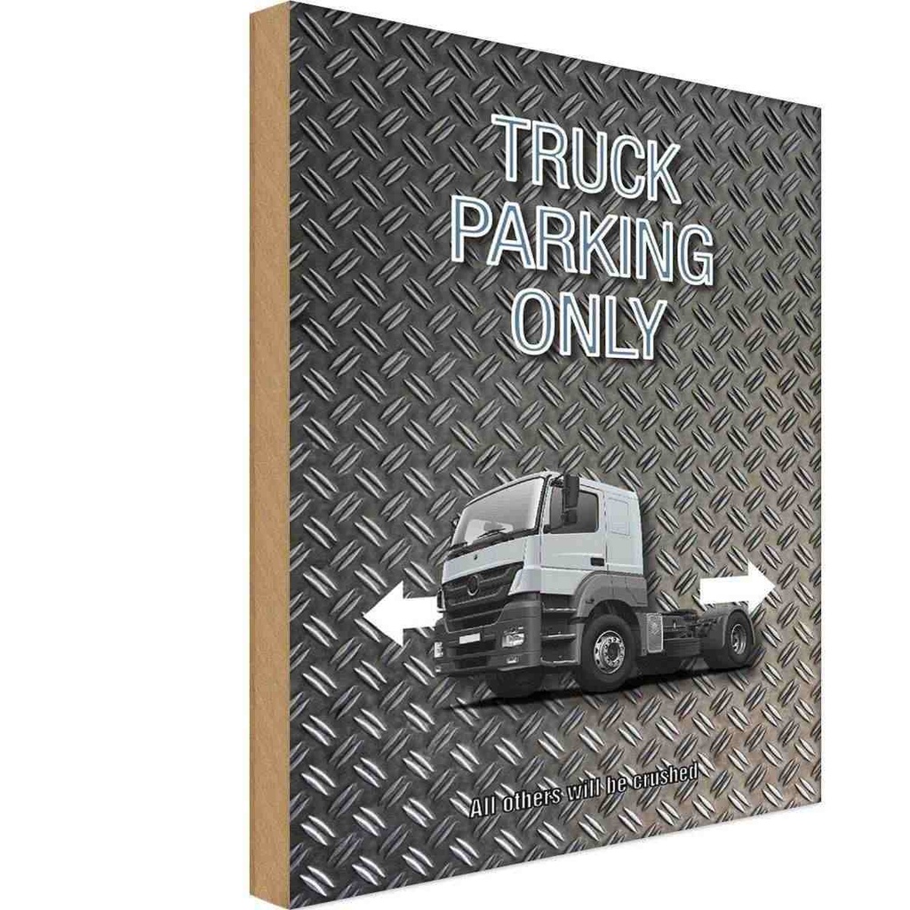 [LA-114259-1812-H] Holzschild 18x12 cm Parken Truck parking only Parkplatzschild