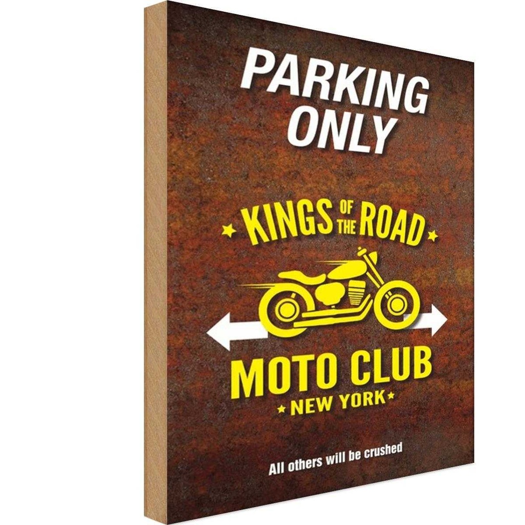 [LA-114266-1812-H] Holzschild 18x12 cm parking only moto club new york Parkplatzschild