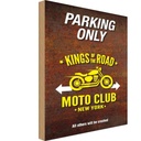 Holzschild 18x12 cm parking only moto club new york Parkplatzschild