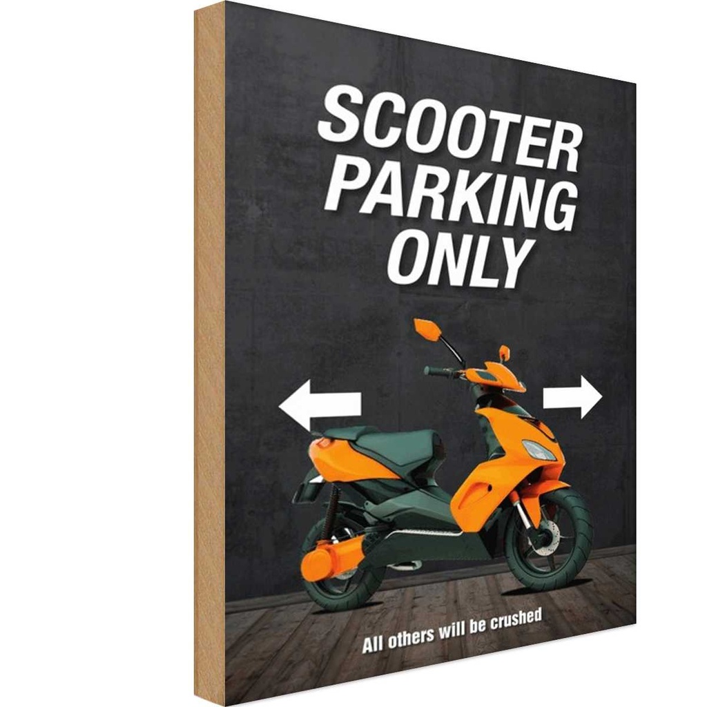 [LA-114268-1812-H] Holzschild 18x12 cm Scooter Parking only all others Parkplatzschild