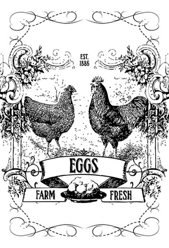 [LA-114283-1812-H] Holzschild 18x12 cm EGGS farm fresh est. 1886 Hofladen Marktstand Laden