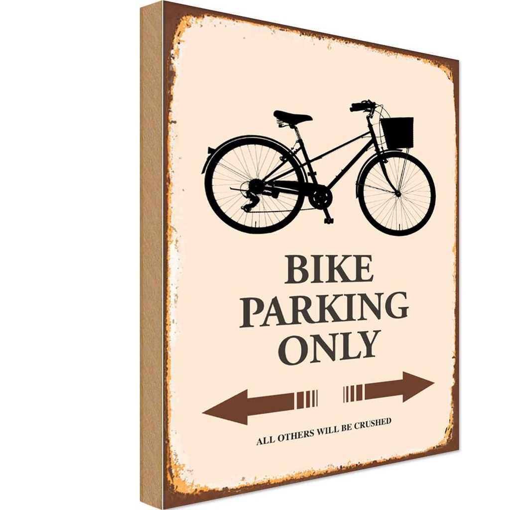 [LA-114286-1812-H] Holzschild 18x12 cm Bike parking only Fahrrad parken