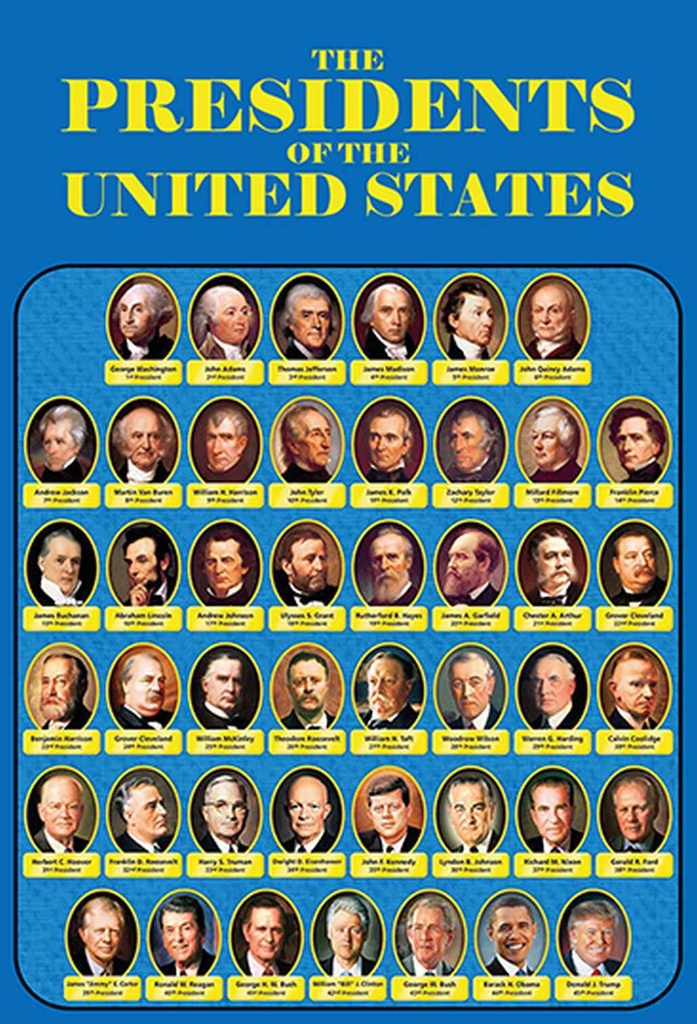 [LA-114307-1812-H] Holzschild 18x12 cm the presidents of United States Amerika USA