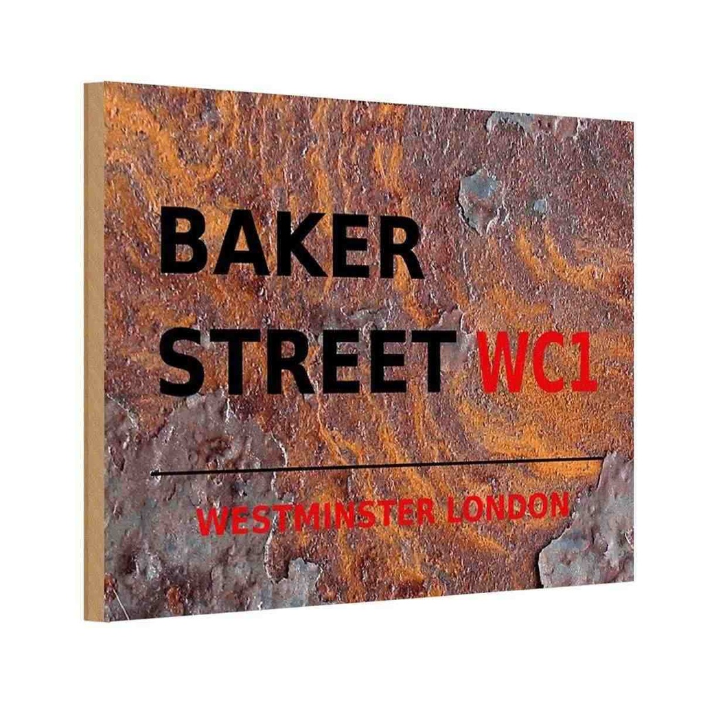 [LA-114315-1812-H] Holzschild 12x18 cm Street Baker WC1 England
