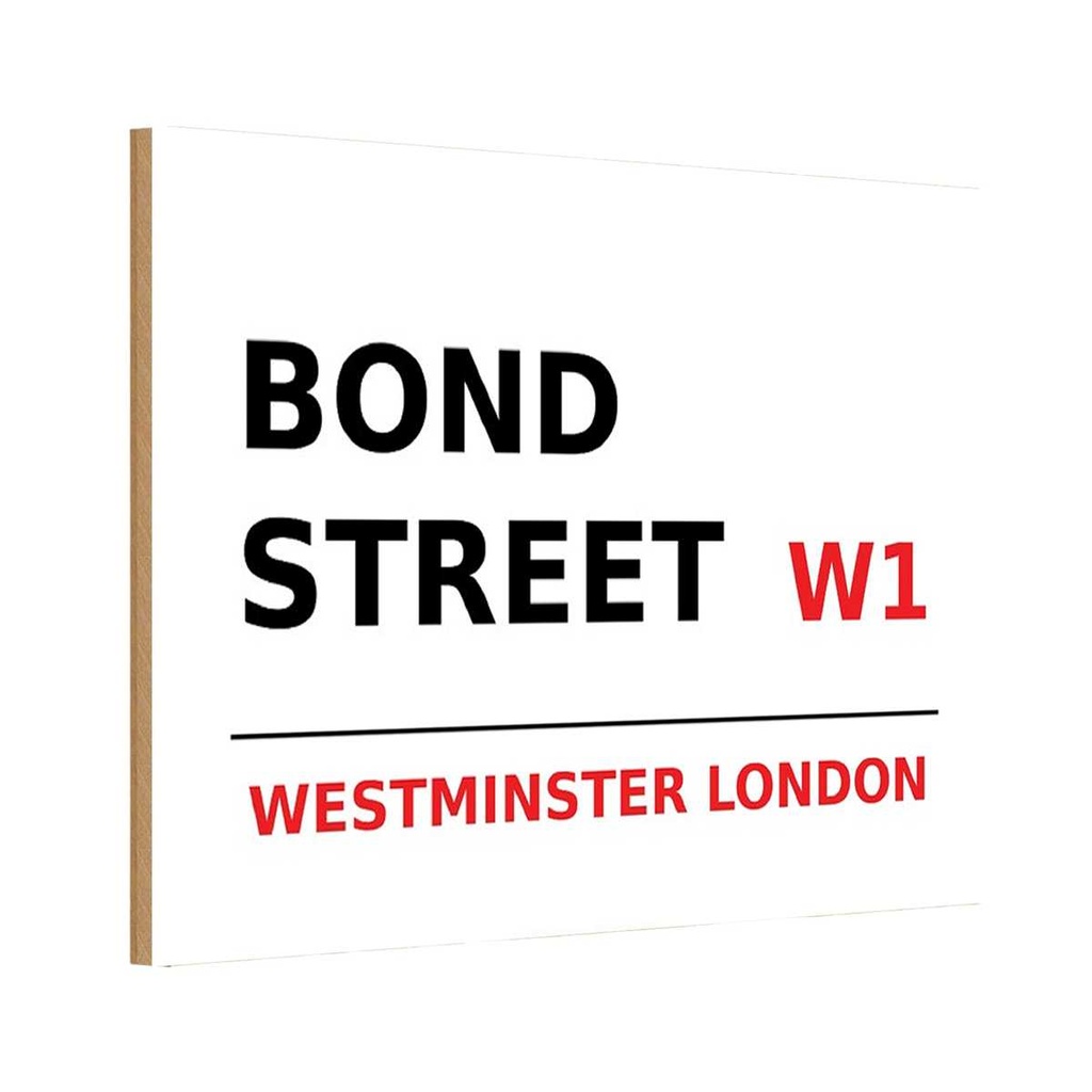 [LA-114320-1812-H] Holzschild 12x18 cm Bond Street W1 England