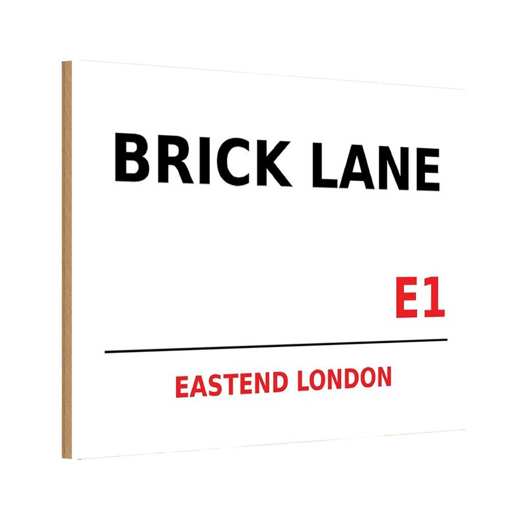 [LA-114322-1812-H] Holzschild 12x18 cm Street Brick Lane E1 England