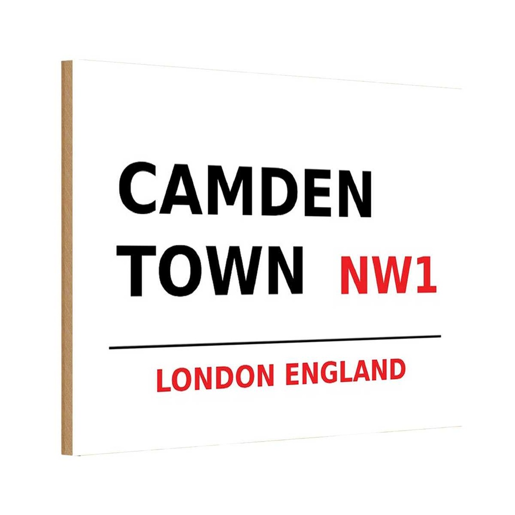 [LA-114326-1812-H] Holzschild 12x18 cm England Camden Town NW1