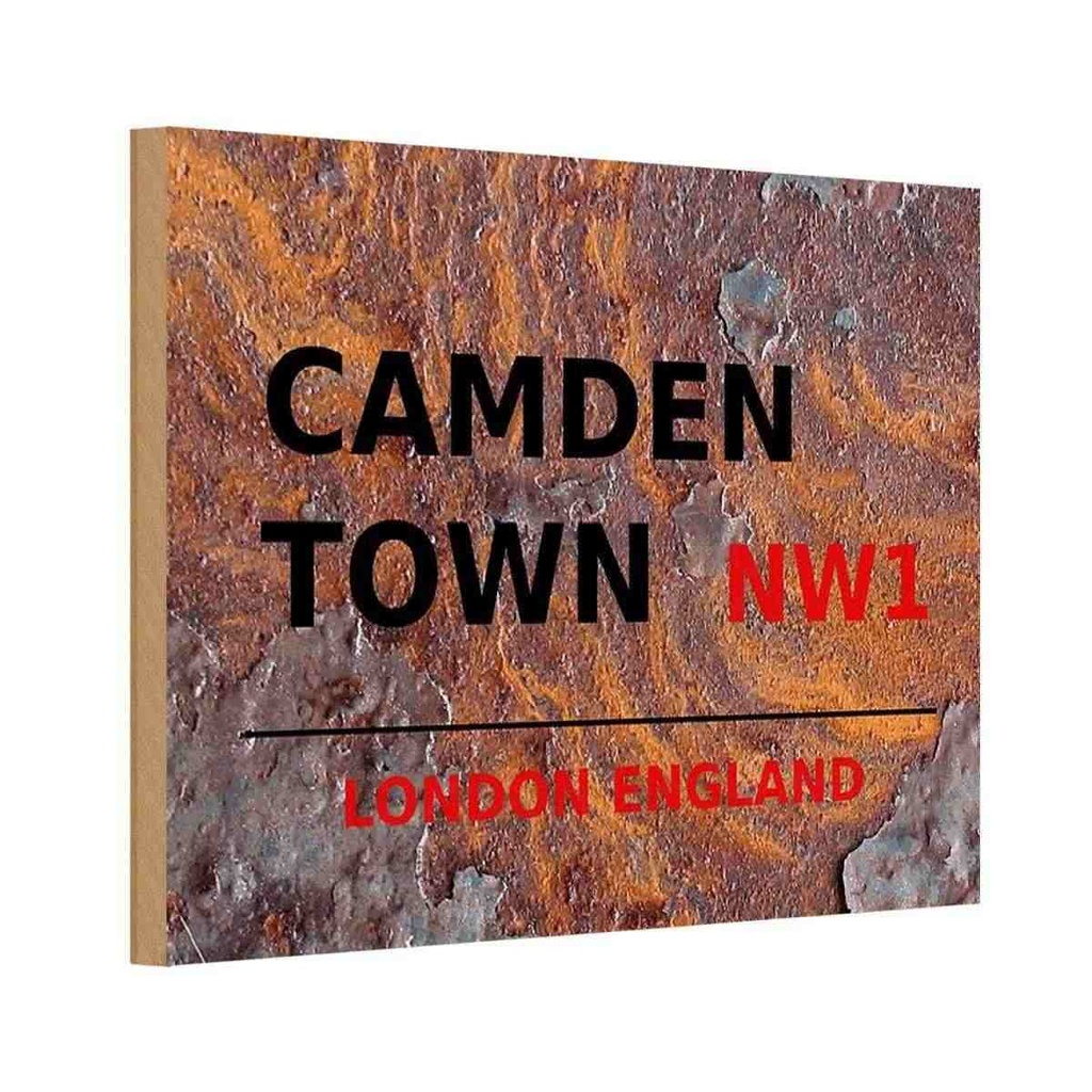 [LA-114327-1812-H] Holzschild 12x18 cm England Camden Town NW1