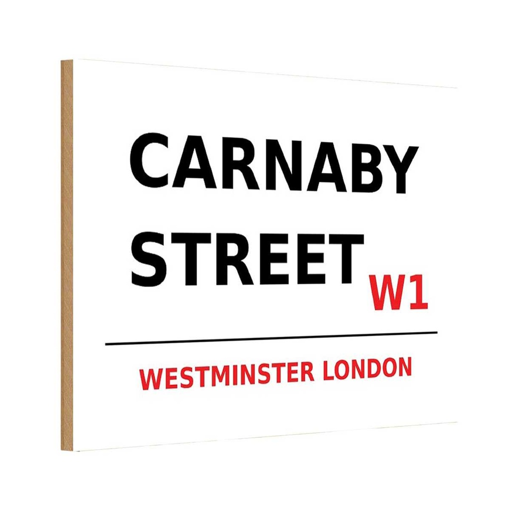 [LA-114328-1812-H] Holzschild 12x18 cm Westminster Carnaby Street W1 England