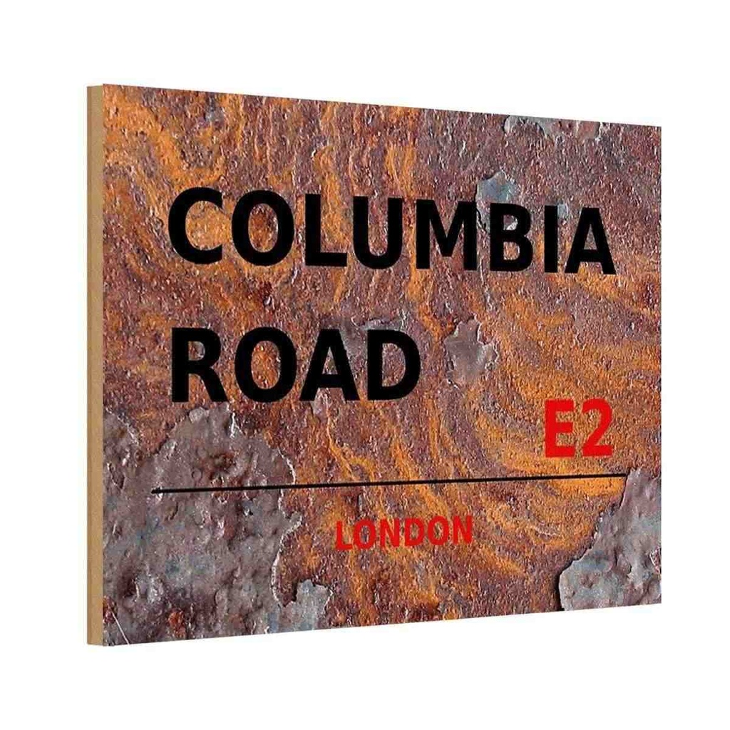 [LA-114333-1812-H] Holzschild 12x18 cm Columbia Road E2 England