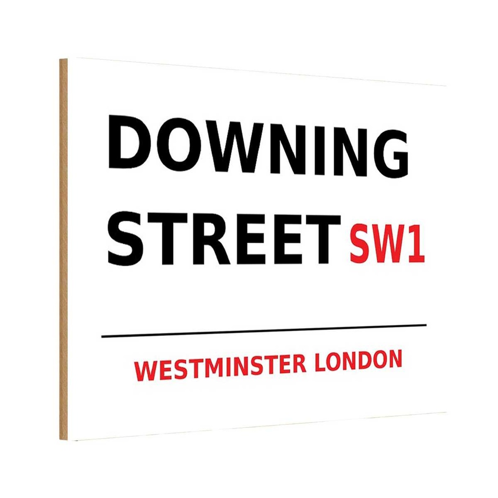 [LA-114336-1812-H] Holzschild 12x18 cm Westminster downing Street SW1 England