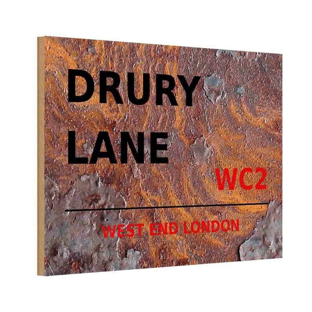 [LA-114339-1812-H] Holzschild 12x18 cm west end Drury Lane WC2 England