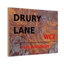 Holzschild 12x18 cm west end Drury Lane WC2 England