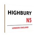 Holzschild 12x18 cm England Highbury N5