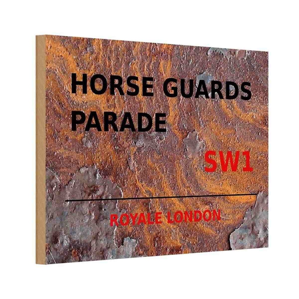 [LA-114343-1812-H] Holzschild 12x18 cm Royale Horse Guards Parade SW1 England
