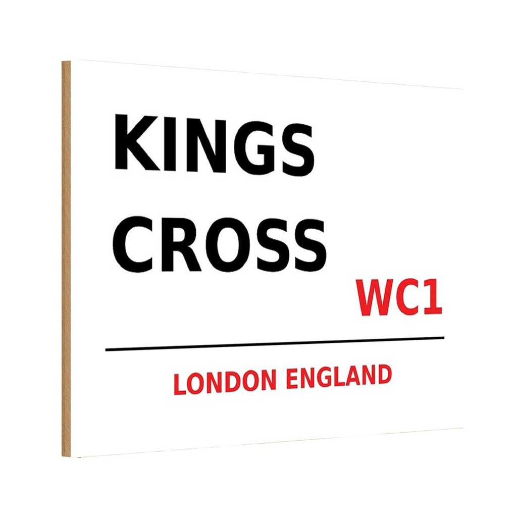 [LA-114350-1812-H] Holzschild 12x18 cm England Kings Cross WC1