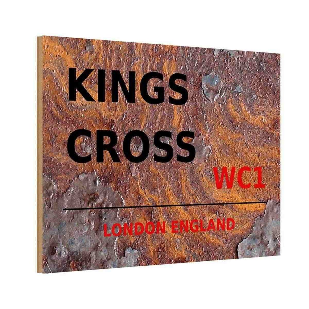[LA-114351-1812-H] Holzschild 12x18 cm England Kings Cross WC1