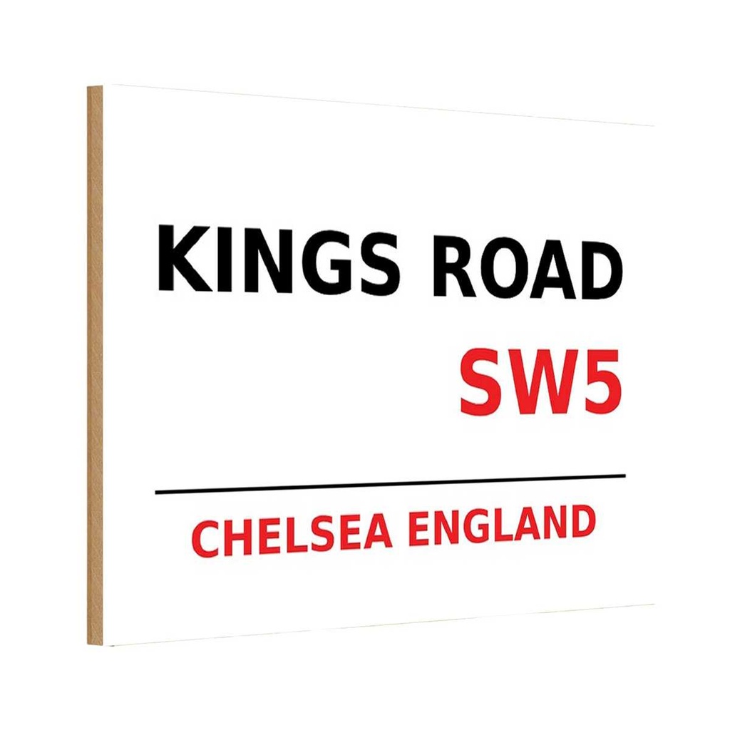 [LA-114352-1812-H] Holzschild 12x18 cm England Chelsea Kings Road SW5