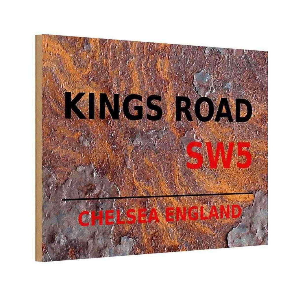 [LA-114353-1812-H] Holzschild 12x18 cm England Chelsea Kings Road SW5