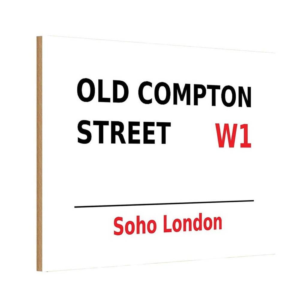 [LA-114364-1812-H] Holzschild 12x18 cm Soho Old Compton Street W1 England