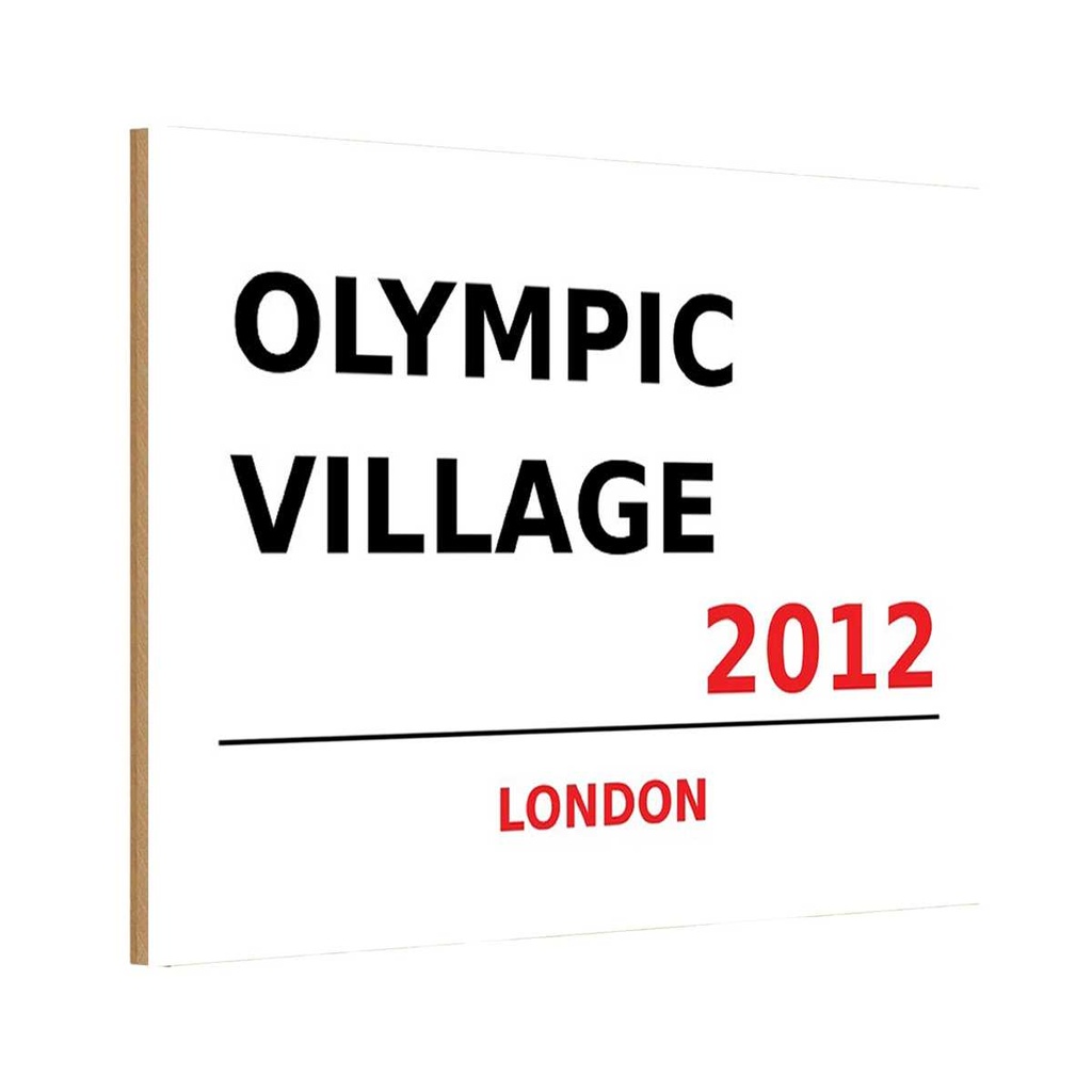 [LA-114367-1812-H] Holzschild 12x18 cm Olympic Village 2012 England