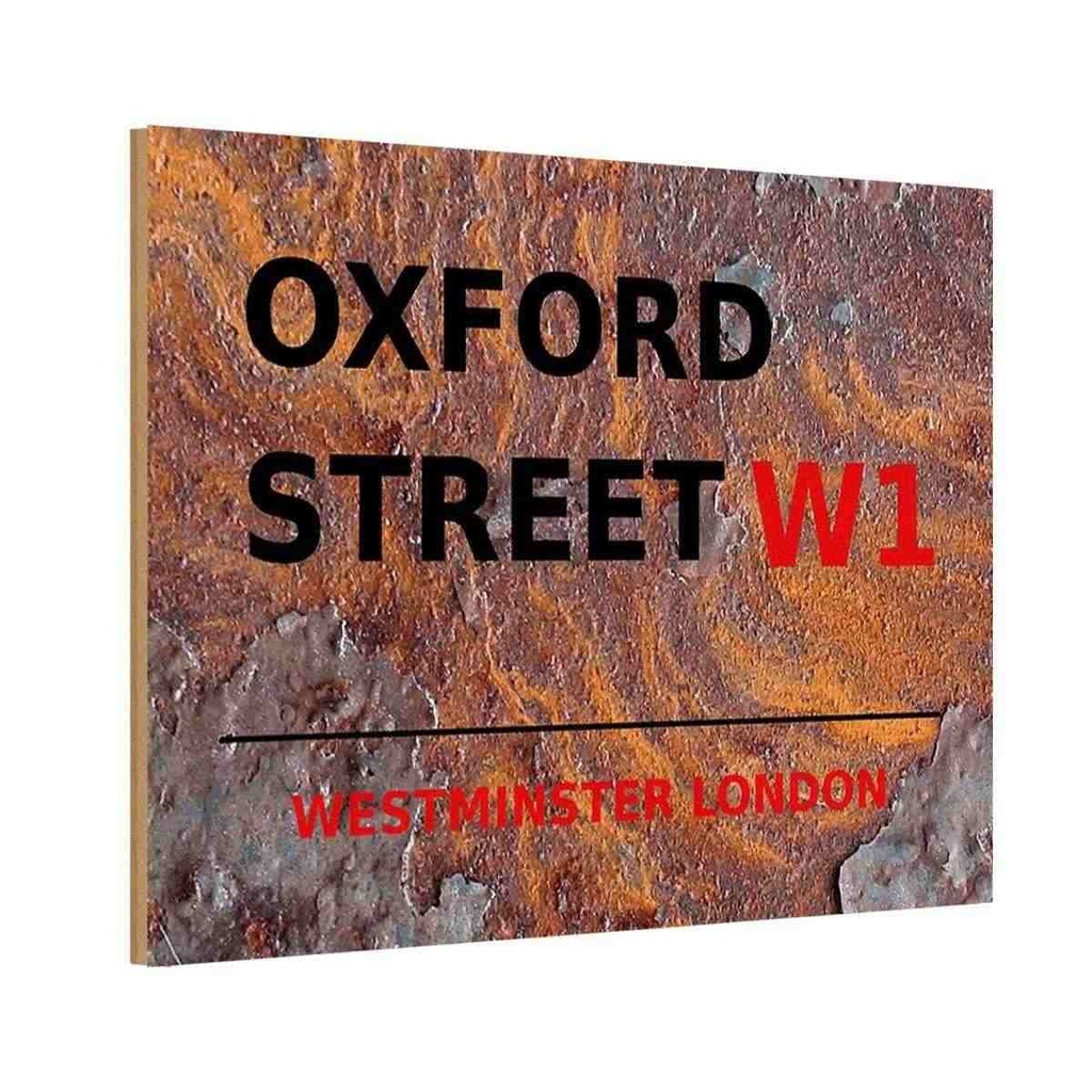 [LA-114370-1812-H] Holzschild 12x18 cm Westminster Oxford Street W1 England