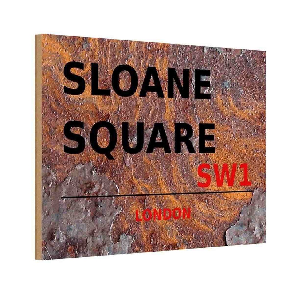 [LA-114390-1812-H] Holzschild 12x18 cm Sloane Square SW1 England