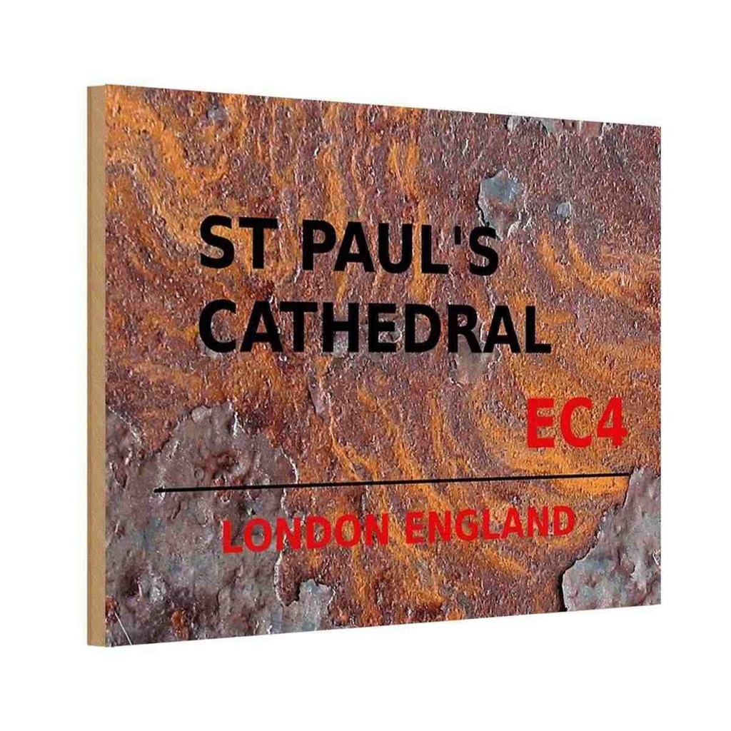 [LA-114396-1812-H] Holzschild 12x18 cm England St Paul´s Cathedral EC4