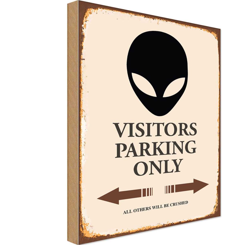 [LA-114519-1812-H] Holzschild 18x12 cm Visitors Parking only all others Parkplatzschild