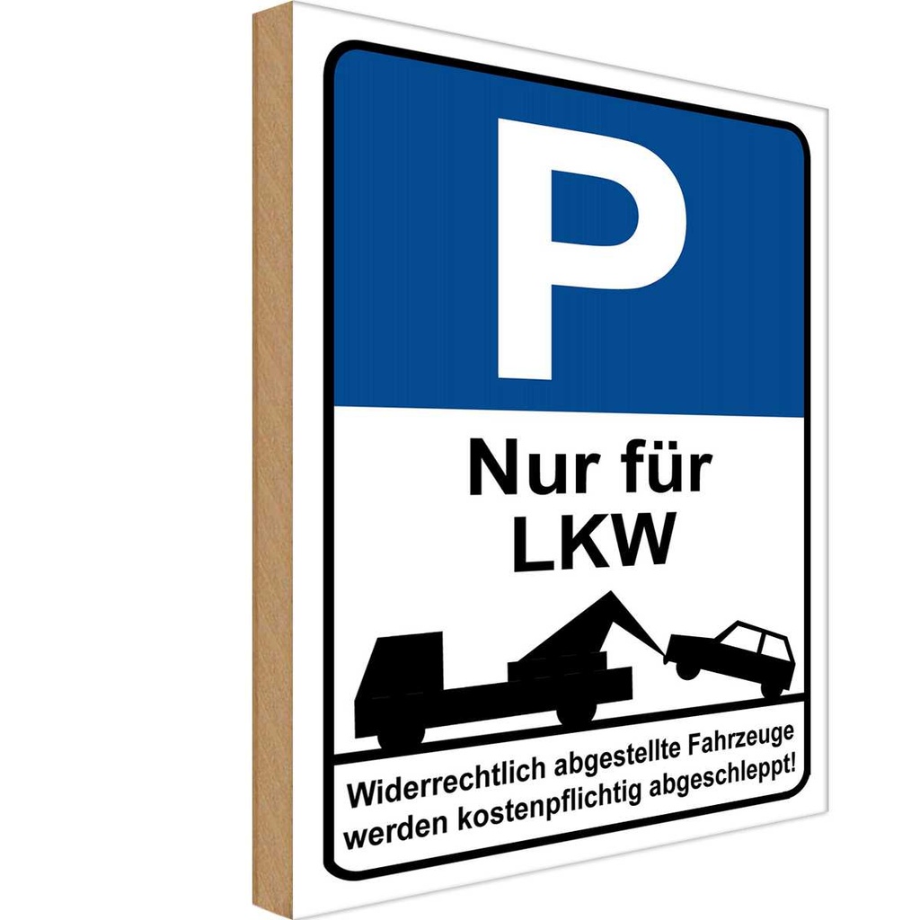 [LA-114530-1812-H] Holzschild 18x12 cm Nur für LKW Straßenschild